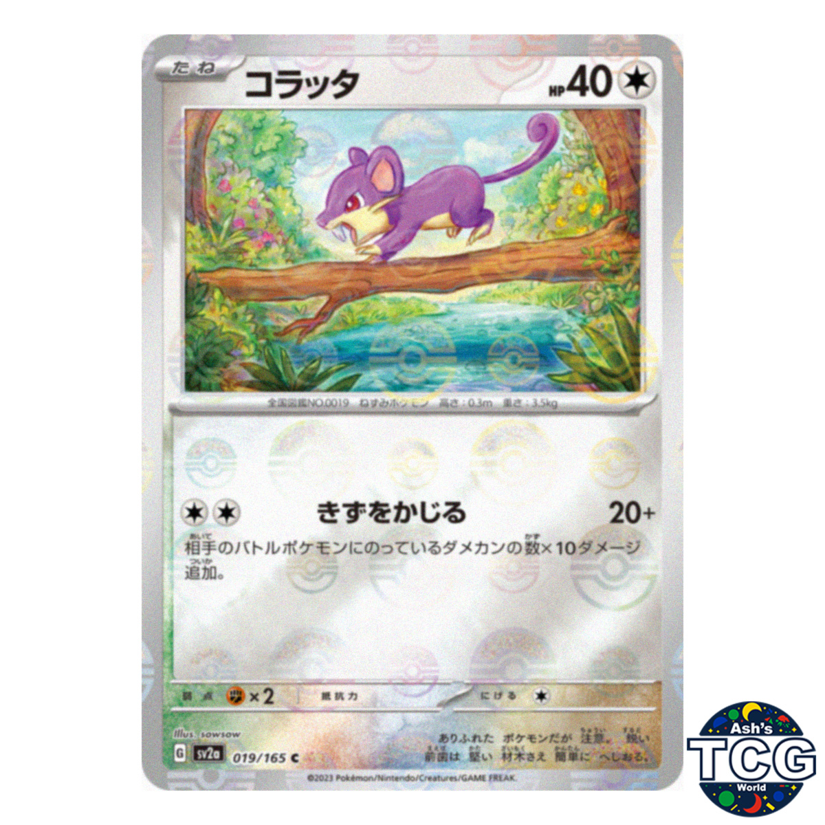Rattata Poke Ball Reverse Holo 019/165 SV2a 151 Pokemon Card Japanese - Picture 1 of 6